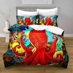 Sea Underwater World Comforter kala voodipesukomplekt, t&uuml;drukute poiste t&auml;iskasvanud &uuml;he kaheinimesevoodi, Queen-suurus, tekikott padjap&uuml;&uuml;riga voodipesu 135x200cm 2pcs