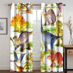 Multikas Naljakas Elevant Dinosaurus Troopiline Mets Laste Akna Kardinad Elutuppa Magamistuppa Vannituppa K&ouml;&ouml;ki Uksele Kodu Dekoratsioon W50 X H130(CM)X2&Hook