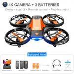 2025. aasta uus V8 induktsioonjuhtimisega RC helikopteri m&auml;nguasjade kingitus FPV VR minidroon 4k HD aerofotograafiaga kokkupandav kaameraga nelikkopter 4K camera 3 battery oranž
