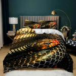 Madu Tekikott 3D Roomajaprint Voodipesukomplekt Kuninganna Suurus Lastele T&auml;iskasvanutele Elutoa Kaunistus Roheline Madu Kobra Tekikoti Kate 70x133cm 2pcs