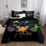 M&auml;nguri Voodipesukomplektid Poistele M&auml;ngude Tekikate Komplekt Videom&auml;ngude Tekikate Playstationi Disainidega Voodikomplekt Padjap&uuml;&uuml;rikuga 70x133cm 2pcs black