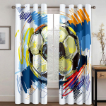 3D jalgpallisarja mustriga aknaviinad Sporditeemaline &otilde;huke kardinad elutuppa magamistuppa poiste laste tuppa kodu kaunistus W60H60(CM)x2pcs&HOOK