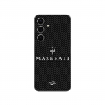 Coque Samsung Galaxy S25 MASERTATI BLANC FOND CARBONNE Maniacase
