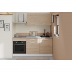 Cuisine compl&egrave;te OSLO - L 180cm - Ch&ecirc;ne - Plan de travail inclus pruun