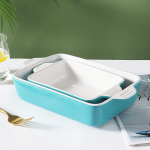 Keraamiline k&uuml;psetusplaat kahe k&otilde;rva ja k&uuml;psetatud riisi jaoks, r&ouml;stimisahi, mikrolaineahju eriline taldrik, n&otilde;udepesuvahend, kodune, Korea ramenikauss A set of two pieces