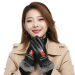 S&uuml;gis- ja talvekindad naiste puuteekraaniga simulatsiooniga PU-nahast pluss sametist paksendatud &otilde;ues s&otilde;itmise ja mootorrattaga s&otilde;itmise kindad One Size