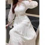 Valge pikk kleit naiste suvised boho pitskleidid naistele rannapuhkuse &otilde;&otilde;nsad kleit naistele elegantsed vintage lahtised vestid L