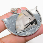 Black Rutile Handmade 925 Sterling Silver Jewelry Pendant 1.77 h3c04