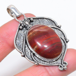 Naturaalsest punasest maonahast v&auml;&auml;riskivist 925 h&otilde;bedast ripats 2.44 F3Z34