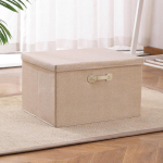 Kaasaskantav puuvillane ja linane kaanega hoiukast riiete ja m&auml;nguasjade jaoks, kokkupandav kapikorder Medium 35x28x18 cm