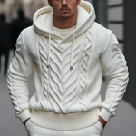 Uus Vabaaja Mood Pikkade Varrukatega &Auml;ri Klassikaline Mitmek&uuml;lgne Kootud Kampsun Meeste Pullover Villane Kapuutsiga Jakk L valge