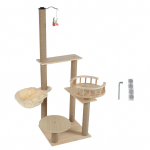 Kassipuu mitmetasandiline kassi ronimistorn, kanepikaabliga kaetud kraapimispost koos rippuva m&auml;nguasjaga v&otilde;rkkiigega