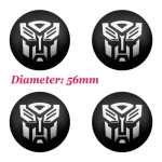 4 tk 56+60mm Autobotsi logo Transformersi m&auml;rk Embleem Kleebised Auto rattakatte keskotsikud Veljekate Auto kaunistustarvikud 60mm Cap must