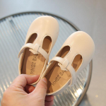 Laste kinga Laps printsessi kinga Pehme tallaga Mary Jane kingad Moodsad nahast kingad Mitmek&uuml;lgsed vabaaja kingad Libisemisvastane Lolita kinga 21-insole13.8CM valge