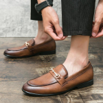 Kevad Uued Mooditrendid Mokassiinid Meestele Pruun Nahk Meeste Kingad Nahast Slip-on Elegantne &Auml;rikohtinguks Mokassiinid Formaalne Peokleit 38 pruun