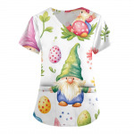 Naiste mood V-kaelusega l&uuml;hikeste varrukatega ja taskutega t&ouml;&ouml;riided lihav&otilde;ttep&uuml;hade tr&uuml;kised &uuml;lemised hooldusr&otilde;ivad XXXL