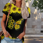 Naiste suvine T-s&auml;rk liblikaprindiga retromoe l&uuml;hikeste varrukatega t-s&auml;rgid vabaaja tr&uuml;kitud topid XS sinine