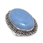 Angelite Stone Handmade 925 Sterling Silver Jewelry Ring Size 10 r8l25