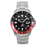 Fossil Blue GMT roostevabast terasest musta sihverplaadiga kvartsmehaanikaga FS6092 100M Meeste k&auml;ekell must