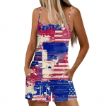 Naiste vabaaja ja moekas varrukateta taskuga maika l&uuml;hikeste p&uuml;kstega kombinesoon l&uuml;hikeste p&uuml;kstega kombinesoon XXL sinine