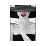 Moodne mustvalge seksikas suitsetav naine punaste huulte ja k&uuml;baraga Prindikunst L&otilde;uendiposter Elutoa Kaunistuseks Kodu Seinakate 16x20inch 40x50cm