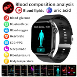 EKG+PPG nutikell BT k&otilde;ne Push meeldetuletus F&uuml;&uuml;siline l&auml;bivaatus Tervisekell Verer&otilde;hk Kusihappe Tulemus Veri Hapnik Sport Nutikell Black Silicone