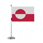Drapeau de Bureau - Groenland - 14 x 21 cm - Pol&uuml;ester - J&auml;lgimine recto/verso - Acier oks&uuml;deerimata
