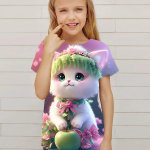 Lasteriided Armas 3D Kass Graafiline Print L&uuml;hikeste Varrukatega Topid Lasteriided T-s&auml;rk Vabaaja pullover Laps Poisid T&uuml;drukud Suvi 100