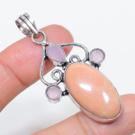Natural Orange Aventurine, Chalcedony 925 Sterling Silver Pendant 2.29 o0i18