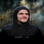 Teraskettkootud kapuuts, kaela kaitse, keskaegse r&uuml;&uuml;tli cosplay, taaslavastus, kettkootud kapuuts 47,625 cm