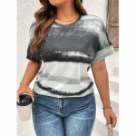 Suvine l&uuml;hikeste varrukatega naiste T-s&auml;rk T&auml;navasuured r&otilde;ivad Graafiline tr&uuml;kk &uuml;leval O kaelaga vabaaja naiste T-s&auml;rgid Euroopa suurus XS