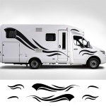 2x Auto RV Karavani Kleebised Must Laine Triipude Stiilis Graafika Universaalne