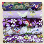 5 tk lilla tr&uuml;kimustriga 100% puuvillane kangas Cheongsami kangas, DIY k&auml;sitsi valmistatud nukur&otilde;ivaste teppimiskott kodutekstiilmaterjal 20x25cm