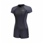 Li Ning V&auml;rviline &Uuml;hev&auml;rviline &Uuml;mmarguse Kaelusega Kampsun L&uuml;hikeste Varrukatega Kaheosaline Ujumisriietus Naiste ujumisriietus Must-Hall ASLT076-2 L