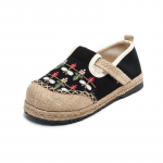 Mood 2025 Suvi Uued Mugavad &Uuml;mara Ninaga Puuvillased Kanepist Kingad Hingavad Etnilise Stiiliga Riidest Kingad Moodsad Naiste Kingad Vabaaja Loaferid 40 must