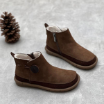 Johnature Retro naiste lamedad l&uuml;hikesed saapad ehtsast nahast kingad K&auml;sitsi valmistatud &uuml;mara ninaga &uuml;hev&auml;rvilised poolsaapad 38-Plush
