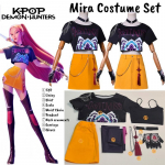 Anime KPop Deemonik&uuml;tid Mira Cosplay Kost&uuml;&uuml;m Top Seelik K&otilde;rvar&otilde;ngad Huntrix &Uuml;likond Halloweeni Pidulikuks Naistele T&uuml;drukutele Karnevali &Uuml;likond XS