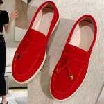 Naiste Korterid 2025 Uus Trend Kevad S&uuml;gis Platvorm Suede Mokassiinid Vabaaja Daamide K&otilde;ndimiseks Libisemiskindel Chaussure Femme Scarpe Da Donna 35 punane