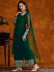 Naiste Disaineri Peor&otilde;ivad Georgette Kurta Palazzo Dupatta Komplekt India Bollywood Salwar &Uuml;likond Kurti S roheline