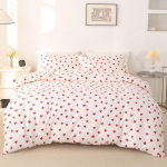 3 tk Komplekt V&auml;ike Punase S&uuml;damega Tr&uuml;kitud Tekikoti Komplekt 1 Tekikott 2 Padjap&uuml;&uuml;ri Pehme Ja Nahas&otilde;bralik Tekikoti Voodipesu Komplekt 135x200cm