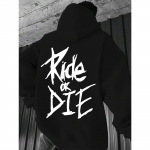 Meeste kapuutsikas kirjaliku printiga Ride or Die , &uuml;le suuruses pullover, vabaaja t&auml;navar&otilde;ivad, hip-hop, pikkade varrukatega kapuutsikas S