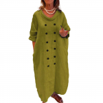 Fashionable women's casual long-sleeved dress XL tumesinine