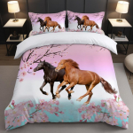 Voodipesu Galopeeriv Hobune 3D Digitaaltr&uuml;kiga Tekikott Padjap&uuml;&uuml;r Kolmeosaline Komplekt, Kohandatav 135 * 200cm 50 * 80cm * 1 two-piece set