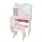 Puidust tualettlaud lastele - Arias - 65x36x95 cm - Juhupink 29x24x34,5 cm - Roosa - Elegantne disain