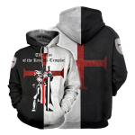 Knights Templar Armour Hoodies jakk Crusader Cross keskaegne dressipluus Pullover t&auml;istr&uuml;kiga 3D meeste kapuuts dressi&uuml;likond Carnival 6XL gray