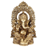 Jumal Ganesha Vinayak Ganpati Istuv Kuju, Ganeshi Kuju, Kuldne, Messingist - 7,5 tolli beige