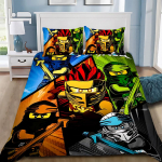 Kuum m&auml;ng N-ninjagos Tekikott Padjap&uuml;&uuml;r N-ninjagos Voodipesukomplekt T&auml;iskasvanud Poiss T&uuml;druk Magamistoa Kaunistus &Uuml;heinimese Kaheinimese Suur EU Single(135*200cm)3pcs