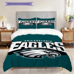 Philadelphia Eagles Muster Voodipesu Tekikott Komplekt Tekikott Padjap&uuml;&uuml;r Kodu Kaunistus S&uuml;nnip&auml;evakingitus (1 * tekikott + 2 * padjap&uuml;&uuml;ri, ilma s&uuml;damikuta) 135x200cm black