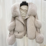 Talvemood Imitatsioon Rebasekarusnahast L&uuml;hike Nooruslik Mantel Moodne Temperament Mootorratturi Stiilis Karusnahast Mantlid Soojad Naiste Parkad XXXL must