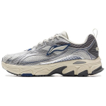 Li Ning Slip Resistant Abrasion Resistant Cushioning Low top Casual Running Shoes Men's Silver Blue ARXV003-1 43.5